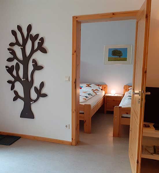 Schlafzimmer in der Ferienwohnung Kuhstall