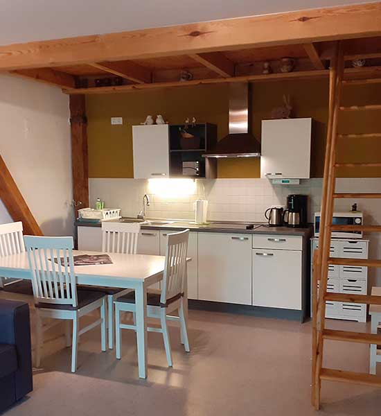 Küche in der Ferienwohnung Strohboden